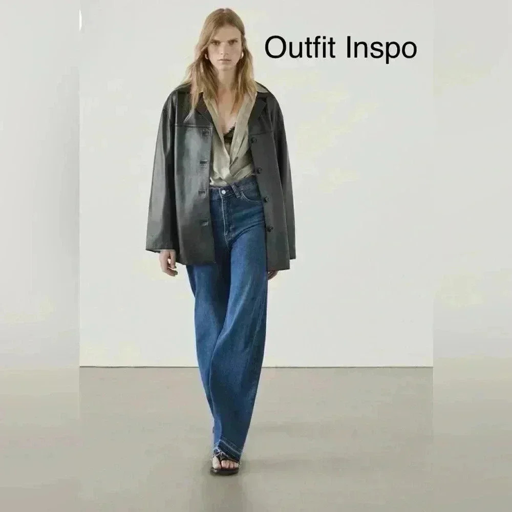 VALERIE STEVENS| Y2K black 100%leather blazer jacket button closure pockets|M - Picture 13 of 16